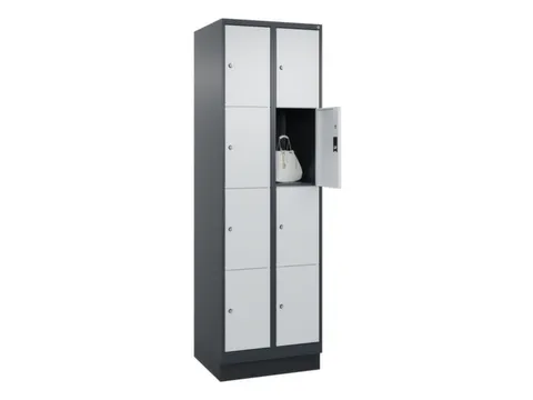 lockerkast,HxBxD 1950x600x500mm,2x4vakken,vak B 300mm,cil.-slot,sokkel