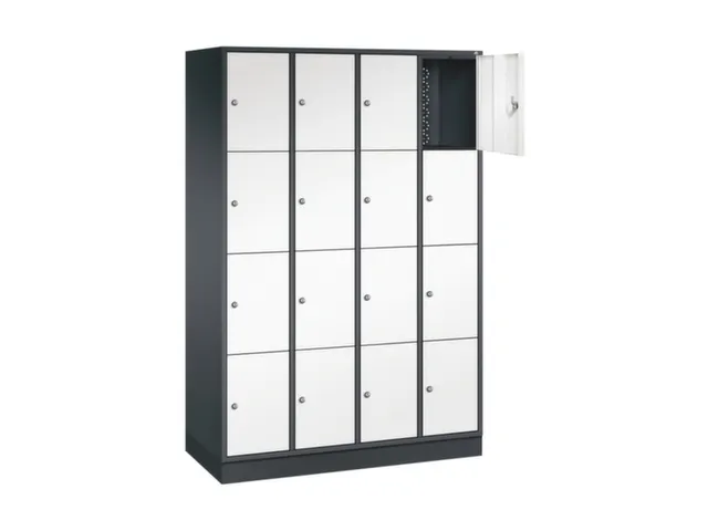 lockerkast,HxBxD 1950x1220x500mm,4x4vakken,cil.-slot,sokkel
