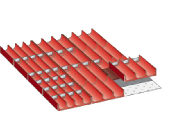lade-indelingsset,v. werkbank,30bakdelen/12bakwanden,v. front H 50mm