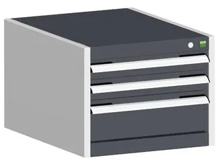 ladekast HxBxD 400x525x650mm 3laden RAL7035 front RAL7016 - 1