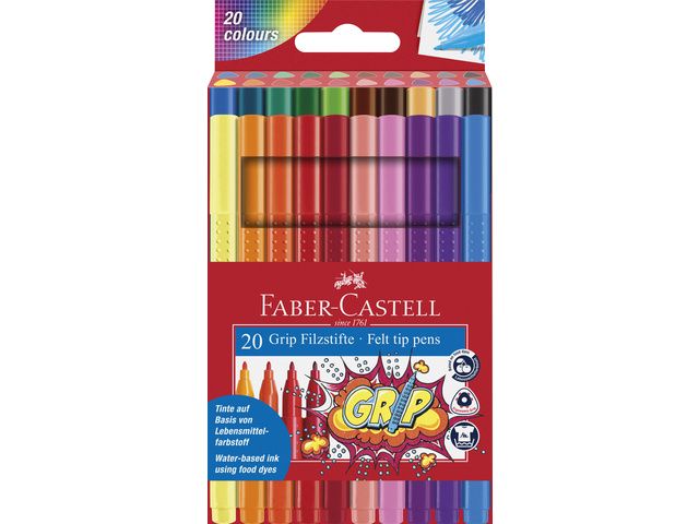 residu Economisch Overgave viltstiften Faber Castell GRIP Colour etui 20 stuks | FaberCastellShop.be