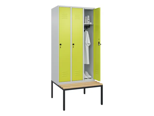 Armoire vestiaire Classic+ 3 comp 212x90x81,5cm gris clair/vert Guigne