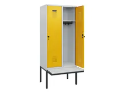 locker met bank,HxBxD 1950x800x815mm,2vak,vak B 400mm,draaigrendel