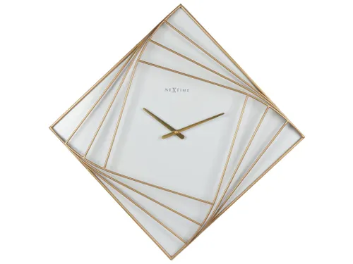 Wandklok Nextime groot 85x85cm metaal goud/wit Turning Time