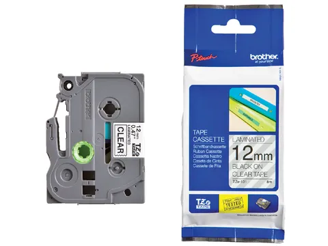 Labeltape Brother P-touch TZe-131 standaard 12mm zwart op transparant
