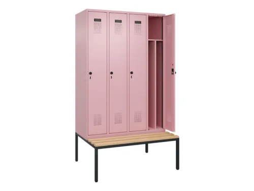 locker met bank,voor scheiding van kleding,HxBxD 2120x1200x815mm,4vak