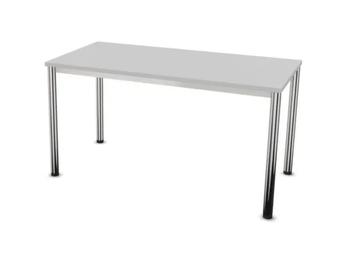 Vergadertafel Hxbxd 74x140x70cm 4-poots Verchroomd Mp-lichtgrijs