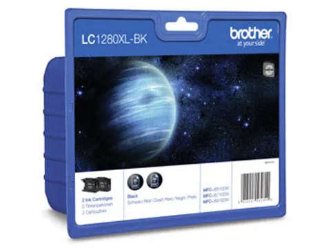 Brother LC1280XLBKBP2DR, Zwart, Inkt op pigmentbasis, 2 stuk(s), 2400