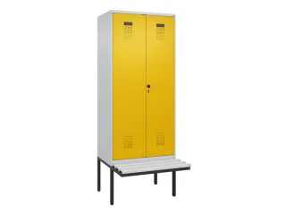 PBM-locker met bank,HxBxD 2120x800x815mm,2vak,vak B 400mm,draaigrendel - 2