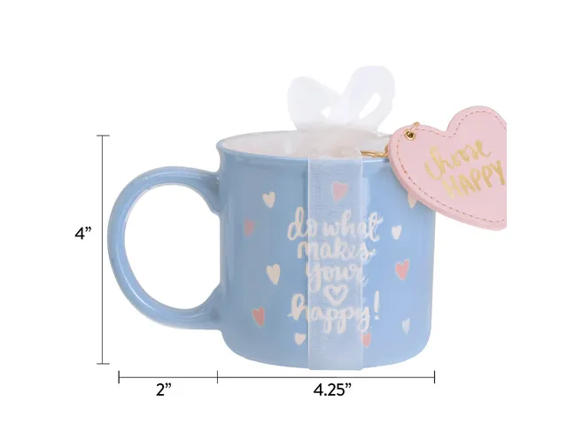 Coffret cadeau mug 580ml et porte-clés Choose Happy