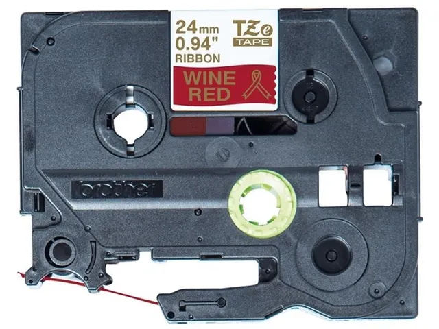 Labeltape Brother P-touch TZe-RW54 24mm goud op wijnrood