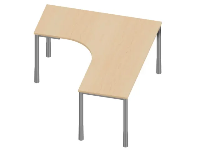 In hoogte verstelbaar bureau in vrije vorm,NE-esdoorn