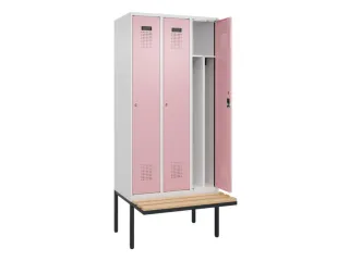 locker met bank,voor scheiding van kleding,HxBxD 2120x900x815mm,3vak - 1