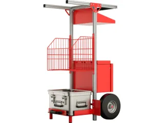 bhv-wagen,draagverm. 51,2kg,PU-banden,HxBxD 1147x570x636mm,aluminium - 1
