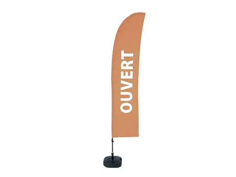 Beachflag 430cm complete set "OUVERT" Bruin