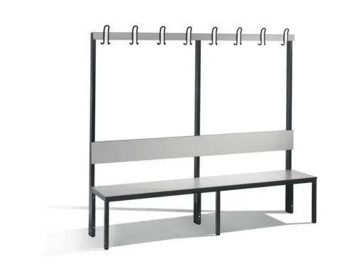 omkleedbank,HxLxD 1710x2000x407mm,HPL zilvergrijs,frame staal RAL7021