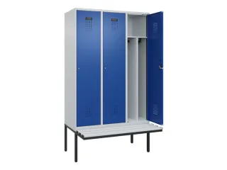 locker met bank,voor scheiding van kleding,HxBxD 2120x1200x815mm,3vak - 1