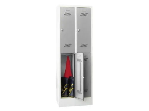 dubbeldekse locker,HxBxD 1850x600x500mm,2x2vak.,RAL7035,front RAL5012