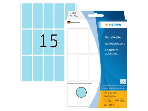 HERMA 2413 Universele etiketten 20x50mm Blauw 480 stuks