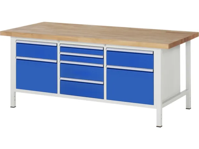 werkbank,HxBxD 840-1040x2000x900mm,beukblad,draagverm. 1250kg,4voeten