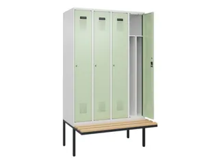 locker met bank,voor scheiding van kleding,HxBxD 2120x1200x815mm,4vak - 1