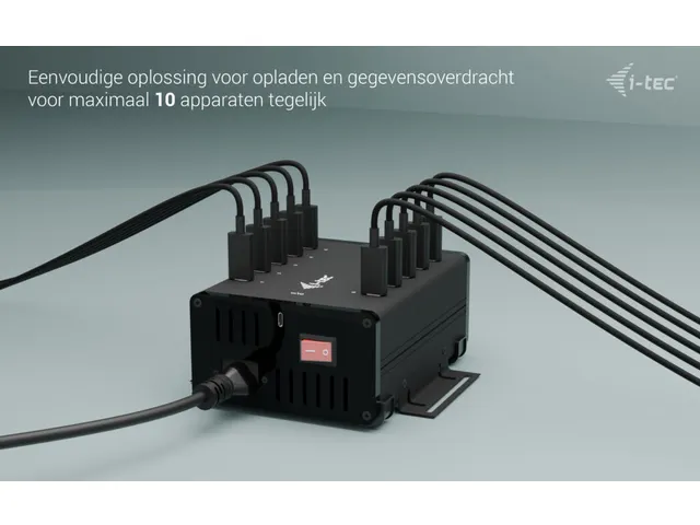 USB-C/USB-A Metal Charging + data HUB, 15W per port, 10x USB-C