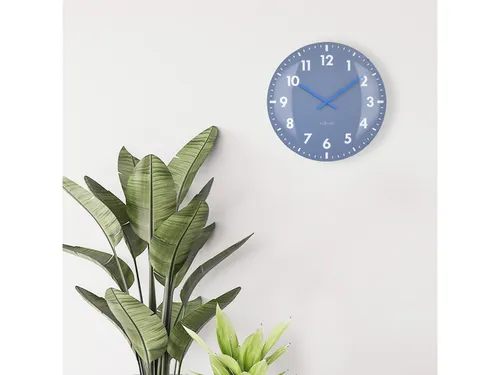 Wandklok Nextime dia 50cm bolvormig glas blauw kunststof Duomo