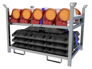 Bakenset,10Bakens M. Lampen,Voetplaten,1Opslag-/Transportpallet - 2