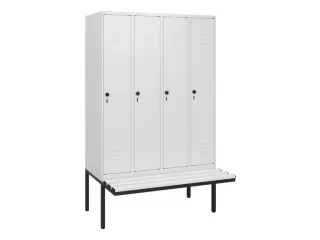 locker met bank,HxBxD 1950x1200x815mm,4vak,vak B 300mm,draaigrendel - 1