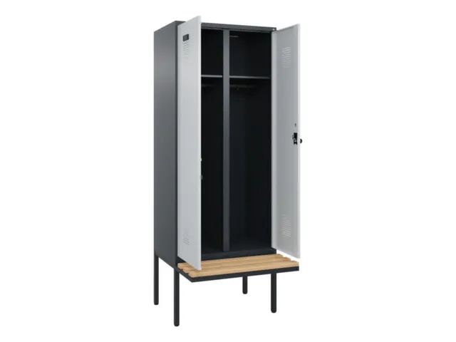 locker met bank,voor scheiding van kleding,HxBxD 2120x800x815mm,2vak