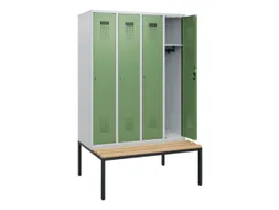 locker met bank,HxBxD 1950x1200x815mm,4vak,vak B 300mm,cilinderslot