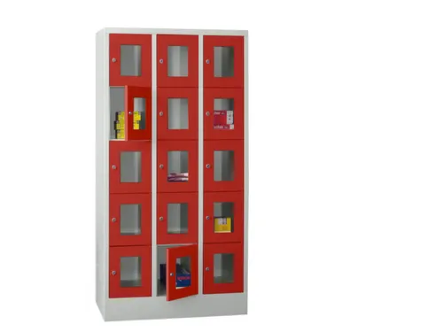 lockerkast,HxBxD 1850x900x500mm,3x5vakken,RAL7035,front RAL3000