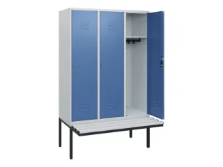 locker met bank,HxBxD 1950x1200x815mm,3vak,vak B 400mm,cil.-slot - 2