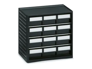 ESD-assortimentskast,HxBxD 290x310x180mm,12lade(n),laden zwart - 1