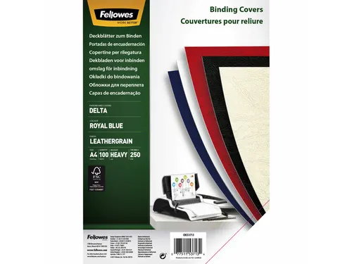 Voorblad Fellowes A4 lederlook royal blauw 100stuks