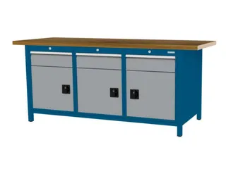 werkbank,HxBxD 860x2000x750mm,onderstel RAL5010,fronten RAL7040 - 3
