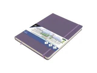 Schetsboek Kangaro A4 heather purple PU HC 80 vel 140gr roomwit met el - 1