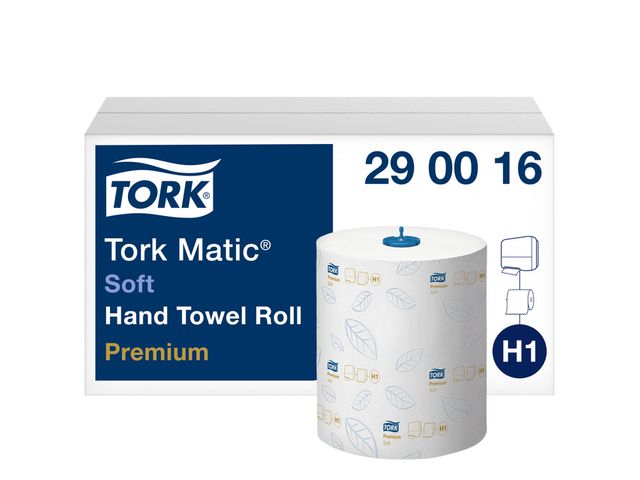 Handdoekrol Tork Matic H1 2-laags Wit Premium 290016 6 Rollen | Vouwhanddoeken.nl