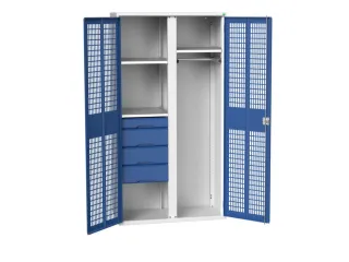 Locker 2000x1050x550mm 3 vakken lade, dubbele ventilatiedeur, RAL5010 - 1