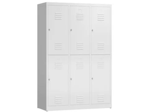 Dubbeldekse garderobekast 1800x1185x500mm 3x2vak 400mm RAL9003