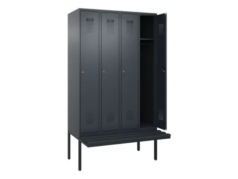 locker met bank,HxBxD 2120x1200x815mm,4vak,vak B 300mm,cilinderslot