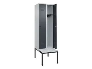 locker met bank,HxBxD 2120x600x815mm,2vak,vak B 300mm,draaigrendel - 2