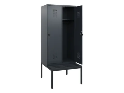 locker met bank,HxBxD 1950x800x815mm,2vak,vak B 400mm,draaigrendel