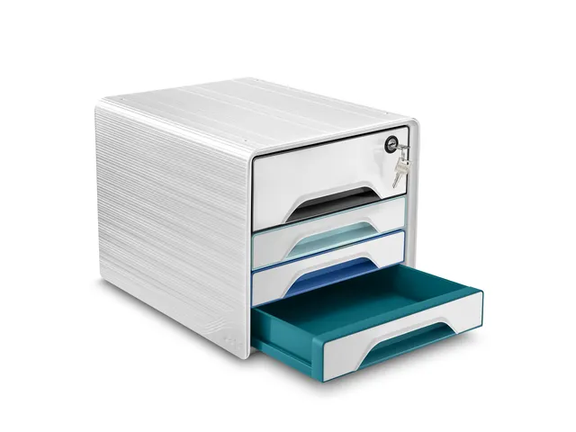 Ladenkast CEP Smoove Secure A4 plastic 4 lades blauw/grijs