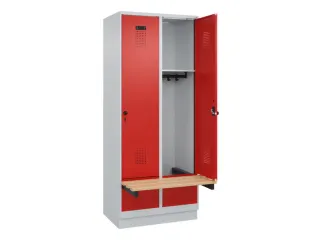 locker met bank,HxBxD 1950x800x815mm,2vak,vak B 400mm,draaigrendel - 1