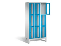 lockerkast 1850x900x500mm 3x3 vakken Cilinderslot Poten, RAL5012