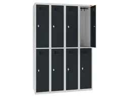 Dubbeldekse lockerkast,HxBxD 1800x1200x500mm,4x2vak.,draaigrendel