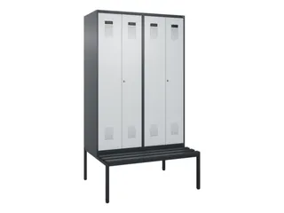 PBM-locker met bank,HxBxD 2120x1200x815mm,4vak,vak B 300mm - 2