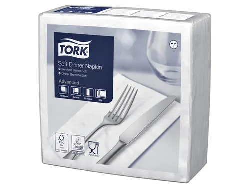 Servetten Tork 477579 Soft dinner 3-laags 39x39cm wit 100st.