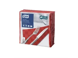Textured Dinnerservet 38x39cm 2-laags rood 1/4 vouw doos 900 stuks